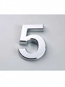 1pc ABS Digital Signage Minimalist Mirror Silver Geometric Shape Self-Adhesive Backing No Drilling Sun Protection Waterproof Number Sign Suitable For Apartment Door Residential House Number - House Number - View 19