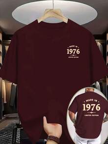 Camiseta de hombre de doble cara con estampado de inspiración vintage, con un pequeño en el pecho y grandes números en la espalda que conmemoran el año de nacimiento HECHO EN 1976. Un - Blanco - Ver 8