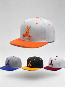 1 Pc Unisex Gothic "A" Embroidered Hip-Hop Baseball Cap, Adjustable Design, Perfect For Outdoor Activities, Travel, And Running - Multicolor - View 2