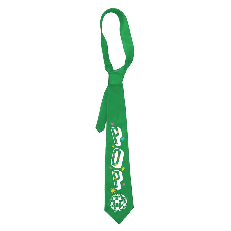 Pop Star Skinny Satin Tie 58cm 14 Colours Concert Look - Green - View 1