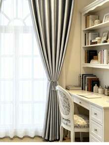 1PC Punched Style Minimalist Silver-Gray Curtain For Bedroom And Balcony Blackout Modern Style Fabric Curtain - Multicolor - View 8