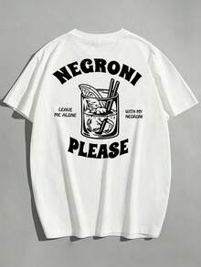 Men's Plus Size Casual Letter Pattern Round Neck Short Sleeve T-Shirt - 白色 - 查看 4