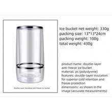 Double-Layer Hollow Ice Bucket, Anti-Freeze Insulation Design, Long-Lasting Cold Retention, Suitable For Home Parties And Outdoor Use, Portable Beverage And Wine Cooling Bucket, Leak-Proof, Keeps Ice Frozen For Hours - Multicolor - View 9