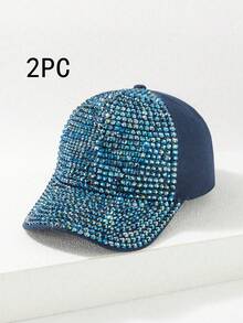 1 pieza Gorra de béisbol de protección solar para mujer con diamantes de imitación en color AB, Halloween - Multicolor - Ver 32