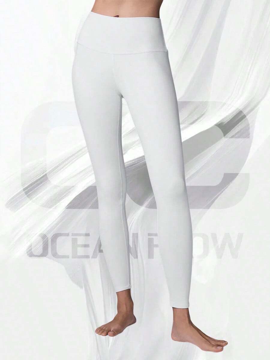 High-Waist Airbrush Legging - White - View 1
