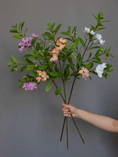 1 Stück luxuriöses hochwertiges künstliches Azaleen-Blumenarrangement, künstlicher Blumenstrauß für Wohnzimmer, Esstisch-Dekoration, Heim-Blumendekoration