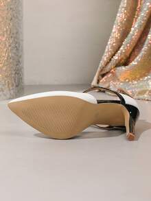 Sapatos de Salto Alto Ultra Elevado para Mulher com Fivela de Strass e Tira, Decote Baixo, Salto Agulha, Biqueira Pontiaguda, Brancos - Branco - Ver 6