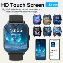 Reloj inteligente unisex, notificación de mensajes, reproducción de música, contestar llamadas - Multicolor - Ver 6