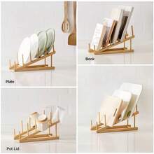 Rak Pengering Seni Kecil, Rak Penyimpanan Seni, Rak Pengering Piring Bambu, Rak Pengering Piring Bambu, Rak Display Lukisan 5 Tingkat, Rak Penyimpanan Kayu, Cocok untuk Kanvas, Piring/Mangkuk/Buku/Berkas/Mangkuk/Cangkir/Talenan/Tutup Panci, Rak Penyimpanan Dapur - 1 buah - 1PC - View 12