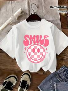 Face Short Sleeve T-Shirt - Casual Round Neck Blouse For Summer Outdoor Games, No Numbers, Hand Wash - Comfortable For Summer - Putih - View 2