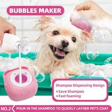 6pcs Dog Bath Brush Kit With Towel & Washing Gloves, Slicker Hair Grooming Brush For Shedding, Shampoo Scrubber For Dogs And Cats - Rosa chiclete - Visão 3