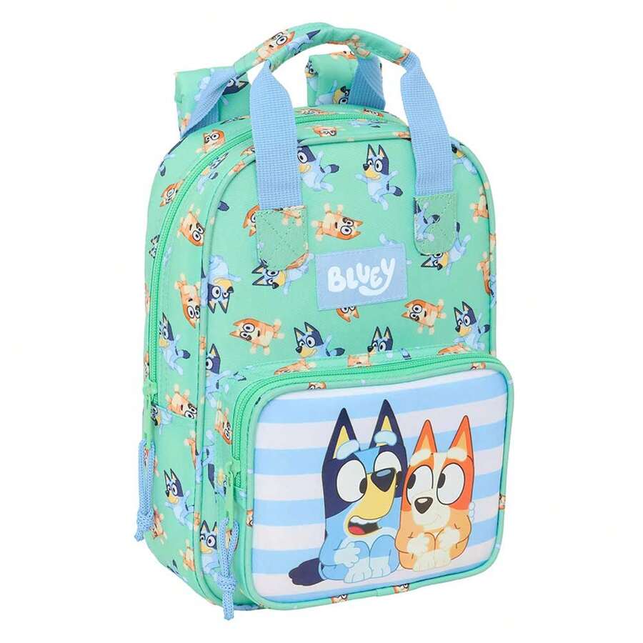 Safta Bluey | School Backpack Let's Adaptable For Trolley (Without Trolley) Main Compartment With Zipper, Personal Identification Card And Top Handle - School - System (2) - View 1