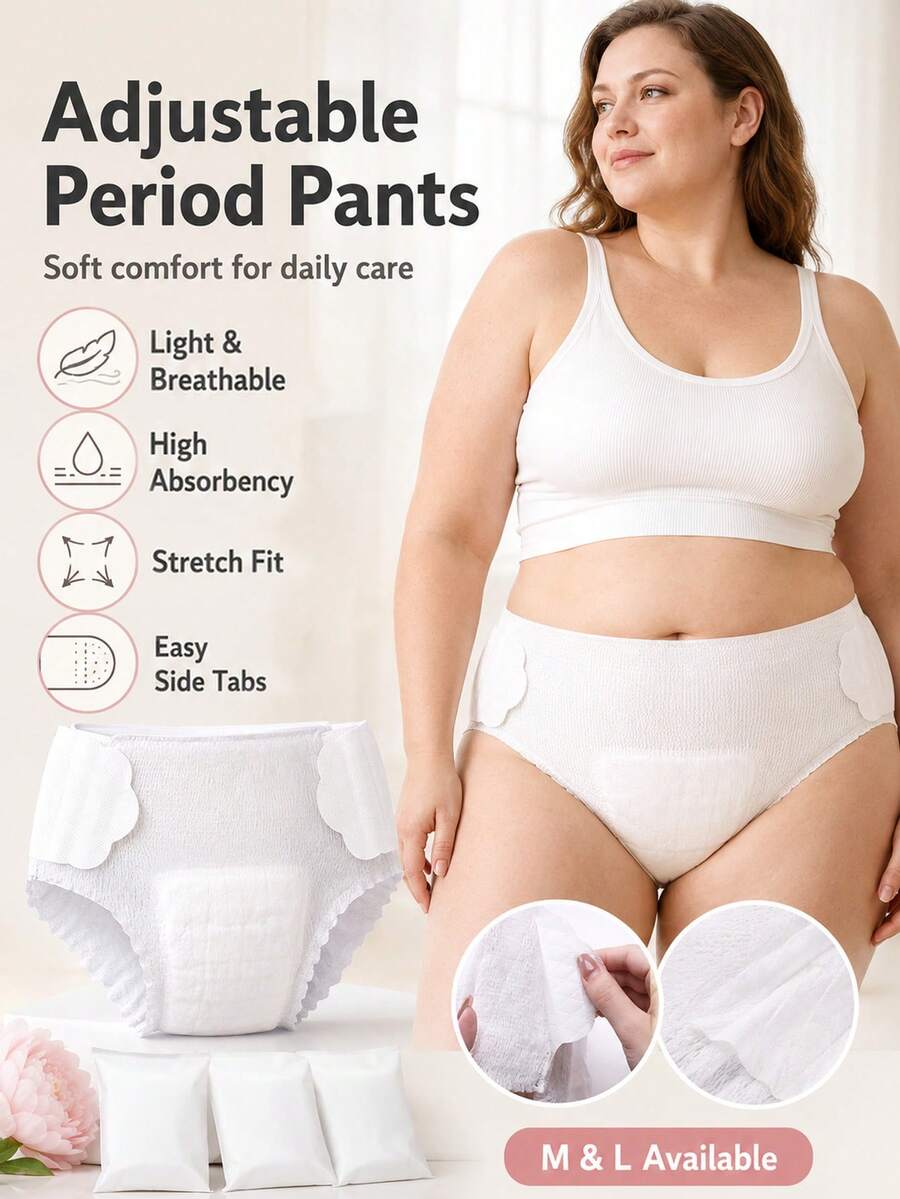 6pcs/Pack, Adjustable, Easy To Wear And Remove, Leak-Proof, Breathable, High Absorbency, Soft And Breathable Period Safety Panties, Random Pattern, Disposable Menstrual Panties, Travel Pack, Leak-Proof Menstrual Panties, Daily Sanitary Pads - Period Pants - Upgraded Version - View 1