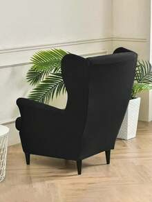 1pc Milk Silk Fabric Thickened Elastic Waterproof Dustproof Tiger Stool Cover, Anti-Scratch, Durable, Fits Single Seat Sofa, American Style High Back Tiger Chair Cover - Black - View 6