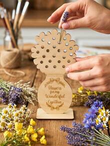 Personalized Custom Text Wooden Flower Holder With Stand, Rustic Vase Display Rack, Reusable Home Garden Decor, Ideal Mother's Day Birthday Gift For Grandma Kid Friend, Wildflower Picking Activity Craft Ornament - Multicolor - View 7