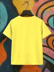 Camiseta de Fiesta Divertida de Cumpleaños, Patrón de la Serie Italian Brain Rot, Camiseta de Cuello Redondo con Estampado de Letras "It'S My Birthday", Corte Regular, Lavable a Máquina - Amarillo - Ver 2