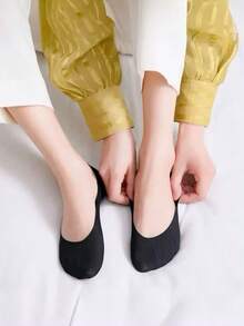 5 Pairs Women's Solid Color No-Show Boat Socks Suitable For Daily Use - Multicolor - View 2