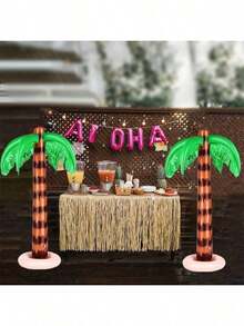 Inflatable Palm Tree Decoration - Hawaiian Tropical Beach Theme Party Decor, PVC Material, Suitable For Poolside, Birthday Party Gatherings And Photo Props - Multicolor - View 2