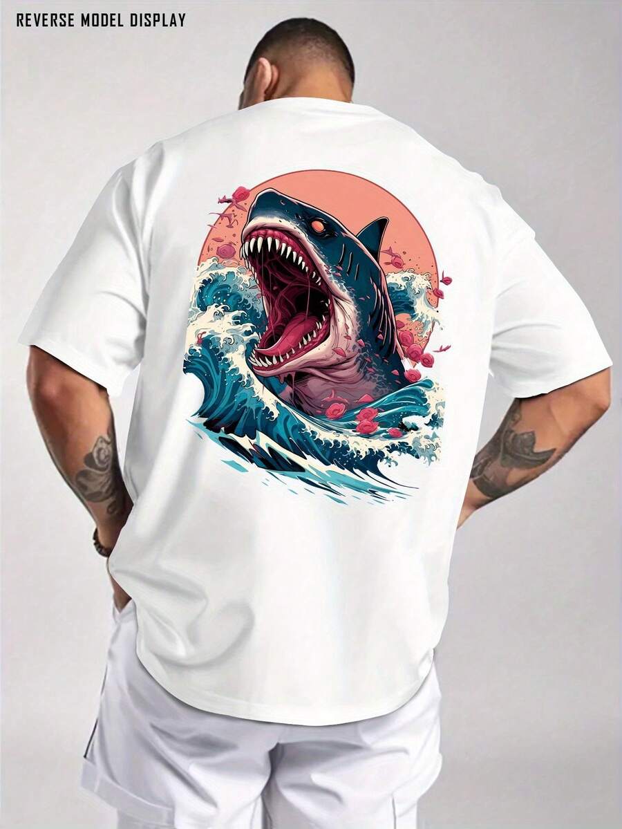 Camiseta casual para hombre, con ajuste regular para inclusividad. El clásico cuello redondo y las mangas cortas ofrecen opciones de estilo versátiles con estampados de moda que añaden un to - Blanco - Ver 1