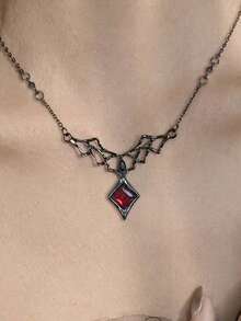 1pc Black Wing Inlaid CZ Pendant Necklace For Women, Fashion Gothic Style, Suitable For Party, Gathering, Special Occasion - Black - View 7