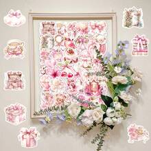 50pcs Gentle Sweet Fresh Pink Fairy Tale Cute Sweet Girl Romantic Atmosphere Decorative Glass Desktop Stickers - Pink Fairy Tale - 2014 - View 8