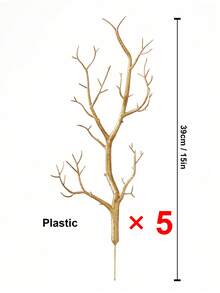 1個/5個裝 金色亮片塑膠人造鹿角枝條，小型裝飾植物莖，適用於婚禮桌面佈置、嬰兒派對用品、情人節、禮物、生日、畢業典禮、居家裝飾、返校房間佈置、學校用品、聖誕裝飾 - 金色 - 查看 7