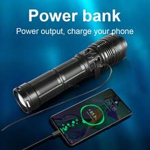 1pc Multi-Function Flashlight, 4-Mode Main Light 5-Mode Tail Light, Digital Battery Display, Type-C Charging, Can Be Used As Power Bank, Built-In Rechargeable Battery, Suitable For Hunting Cycling Camping Climbing Fishing Outdoor Emergency, ABS Material Telescopic Zoom Flashlight - Black Flashlight - View 5