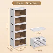 3/4/5- Layers Storage Bins With Lids , Collapsible Storage Bins With Wheels Stackable Storage Bins, Foldable Plastic Storage Containers Box Closet Organizers And Storage Bins For Bedroom And Office - 白色 - 查看 10