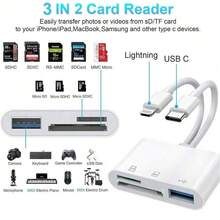 2-In-3 多槽讀卡機，支援 SD 卡、TF 卡、USB 接口、USB C/Lightning 接口，相容於 17/16/15/14/13/12/11 系列、iPad - 查看 3