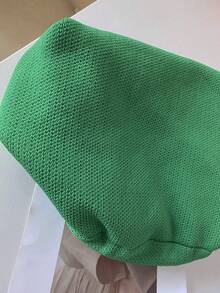 女款針織手拿包，綠色，大容量，經典復古扣環開合，度假旅行風格 - 綠色 - 查看 5