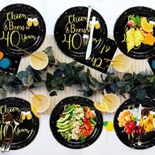 50 Piezas Platos de 40 Cumpleaos Suministros para de 40 Cumpleaos inch Plato de Postre 40 Cumpleaos Brindemos por 40 Aos Platos para Pastel para Brindis y Cervezas Tema Negro Dorado 40 - 40º - Ver 6