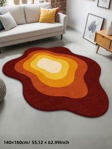1pc Summer New Arrival, Retro Warm Tone Wavy Shaped Living Room Rug, Water-Absorbent Soft Skin-Friendly Carpet, Suitable For Room, Porch And Indoor Decor - Decorative Rug, Bedroom Decor, Small Rug, Carpet, Home Decor, Living Room Rug, Living Room Small Rug, Bedroom Rug, Living Room Home Decor, Outdoor Rug, Washable Rug - Multicolor - View 4