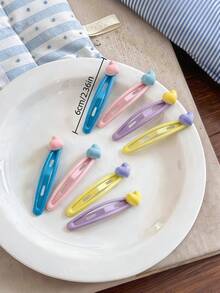 4/8/16pcs/Set Macaron Color Sweet Heart Hair Clips, Yellow, Pink, Purple, Blue 4-Color Combination, With Soft Cute 3D Heart - Suitable For Women And Girls, Perfect For Daily School, Dating, Vacation, Graduation Season, Party, Random Color,Hair Claws - Multicolor - View 10
