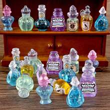 1:12 Scale Miniature Resin Potion Bottle Dollhouse Decor, Vintage Magic Vial For Diorama, Terrarium, Office Micro Landscape, Home Decoration, Holiday Gift (Christmas, Halloween) - 50 種隨機樣式 - 查看 1