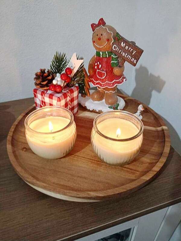 1 pieza Bandeja giratoria de madera, patrón de corazón con veta de madera, esencial de cocina, también adecuada como regalo de Navidad, decoración con tema navideño, decoración del hogar o regalo de Año Nuevo, decoración aromaterapéutica para la habitación de invitados