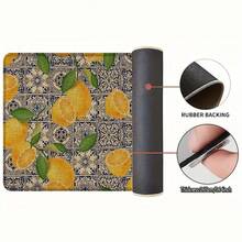 1pc, Home Decor, Lemon Pattern Print, Linen Kitchen Rug, Kitchen Mat, Floor Mat, Bathroom Mat, Door Mat, 3D Print Rectangular, Suitable For Living Room, Bedroom, Hallway, Bathroom, Laundry Room - Polyester Rug, Suitable For Indoor And Outdoor Home Decor - Multicolor - View 8