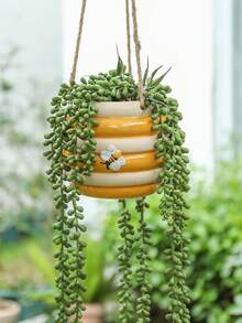 蜂巢壁掛式植栽盆、可愛蜜蜂雕塑裝飾花盆，適合花園、院子、陽台、露台、居家牆面裝飾的戶外懸掛植栽盆，獨特蜜蜂雕塑盆栽，適用多肉植物、鮮花、香草，鄉村風室內外裝飾 - C - 查看 6