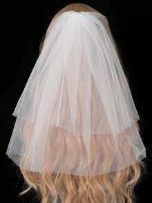 1 pièce Voile de mariée court minimaliste à double couche, éthéré et fluide, convient pour les voyages, la photographie, élégant, les fêtes - Multicolore - Voir 10
