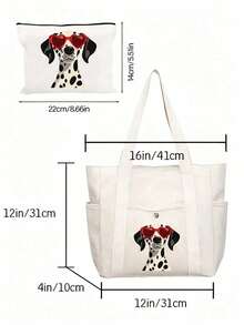 Dalmatian Print Handbag, Women's Choice - Large Capacity, Multi-Pocket Shoulder Bag, Suitable For Work, School, Travel And Shopping | Foldable And Lightweight. - Multicolor - View 10