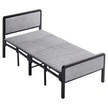 Single-Fold Bed With Soft Cushioned Foam And A Foldable Metal Frame, Functioning As A Sofa Bed Suitable For Home Use And Easy To Carry. - Gray - View 6