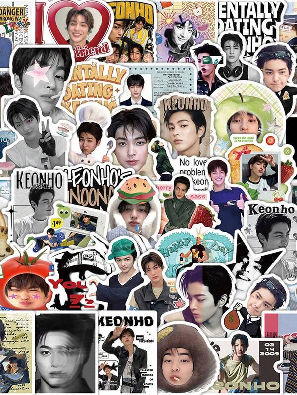 50PCS Keonho Boy Band POP Fashion Stickers For Water Bottles, Laptop, Scrapbook, Journal, Waterproof Vinyl Stickers For Woman, For DIY Crafts Gifts,Office Decoration ,Scrapbook Supplies