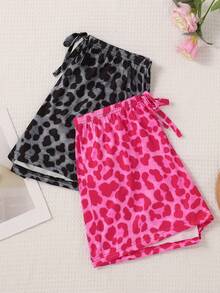 3pcs/Set Summer New Sexy Leopard Print Pajama Pants, Knitted Thin Comfortable Casual Women's Shorts, Soft Skin-Friendly Loose Pajama Bottoms - Multicolor - View 3