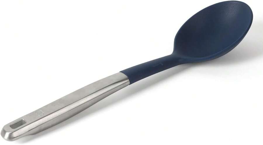 Calphalon Prime Kitchen Spoon, Kitchen Cooking Spoon, Silicone Spoon, Stainless Steel Spoon With Navy Silicone Head High-Heat Resistant For Nonstick Cookware, Ergonomic Handle For Stirring - ColorA - View 1