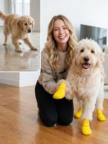 PETSIN Bộ 4 đôi giày chống trượt chống thấm nước cho chó, tất chân mềm cho chó nhỏ, đế nhẹ chống mài mòn dùng trong nhà & ngoài trời - Nhiều màu - Xem 11