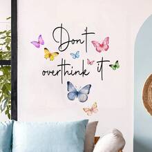 1 pieza Pegatina de pared con refrán en inglés, mariposa, flor y hierba, adecuada para decoración de pared de dormitorio, sala de estar y estudio, material de PVC autoadhesivo, tamaño 23.6 pulgadas*11.8 pulgadas - 1PC - Ver 10