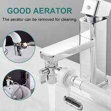 G1/2 Thread 3-Way Water Faucet Diverter Adapter, Includes 2 Silicone Washers, Quick Connect Water Diverter Switch, Suitable For Bidet Sprayer/Handheld Shower, Plated Universal Bathroom Sink Faucet Conversion Accessory - Silver - View 5