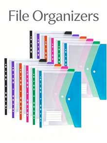 6pcs/1 pieza Carpeta expandible A4, organizador de archivos de plástico con broches y soportes para etiquetas, papelería de color aleatorio, adecuado para la escuela, la oficina y el hogar. - Multicolor - Ver 1