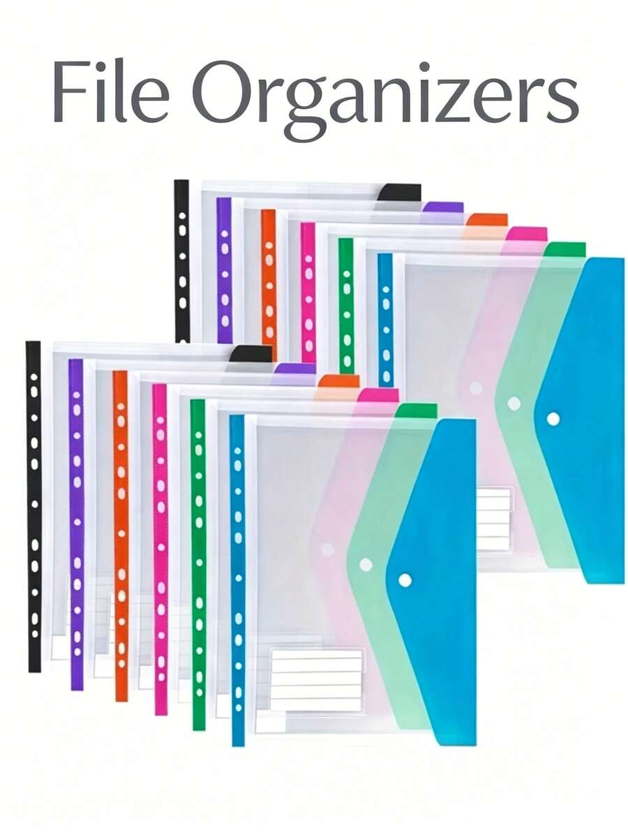 6pcs/1 pieza Carpeta expandible A4, organizador de archivos de plástico con broches y soportes para etiquetas, papelería de color aleatorio, adecuado para la escuela, la oficina y el hogar. - Multicolor - Ver 1