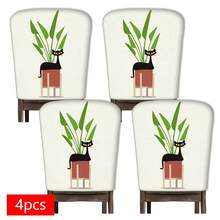2/4/6pcs Set, Home Decor, Printed Linen Chair Covers, Suitable For Daily Home Decoration, Living Room, Dining Room, Garden, Hotel Restaurant, Holiday Party, Friends Gathering, Washable Polyester Material, Dining Chair Seat Covers - Multicolor - View 13