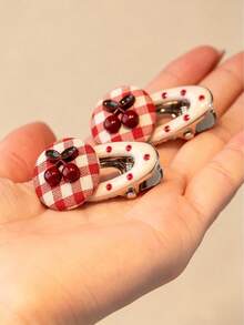4 pièces - Pinces à cheveux cerise mignonnes, pinces à cheveux à pois roses, pinces à cheveux simples et uniques de petite taille, accessoires pour cheveux de filles -- Cadeau idéal pour un usage quotidien. - Multicolore - Voir 7